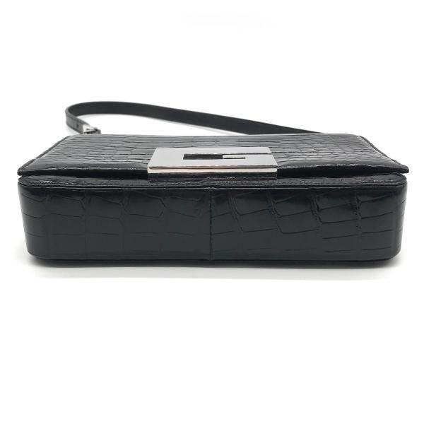 Gucci Croco Center Split Logo Shoulder Bag Black — view 3