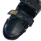 Christian Dioract Sandals Shoes Calfskin Black Gold Logo Cannage Quilted Sports — view 7