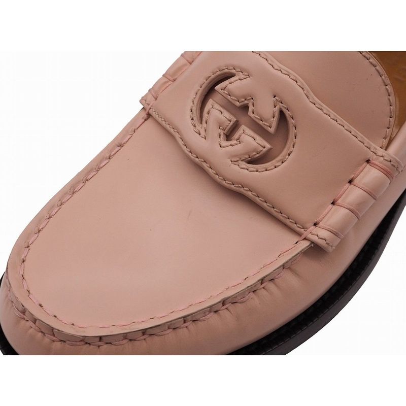 Gucci Interlocking G Loafer Shoes Cutout Pink Black — view 8