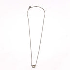 Christian Dior CD Logo Rhinestone Necklace Silver Color Accessories — view 4