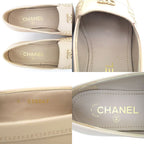 Chanel Loafers Oh875 Coco Mark Beige Gold Hardware Chain — view 8