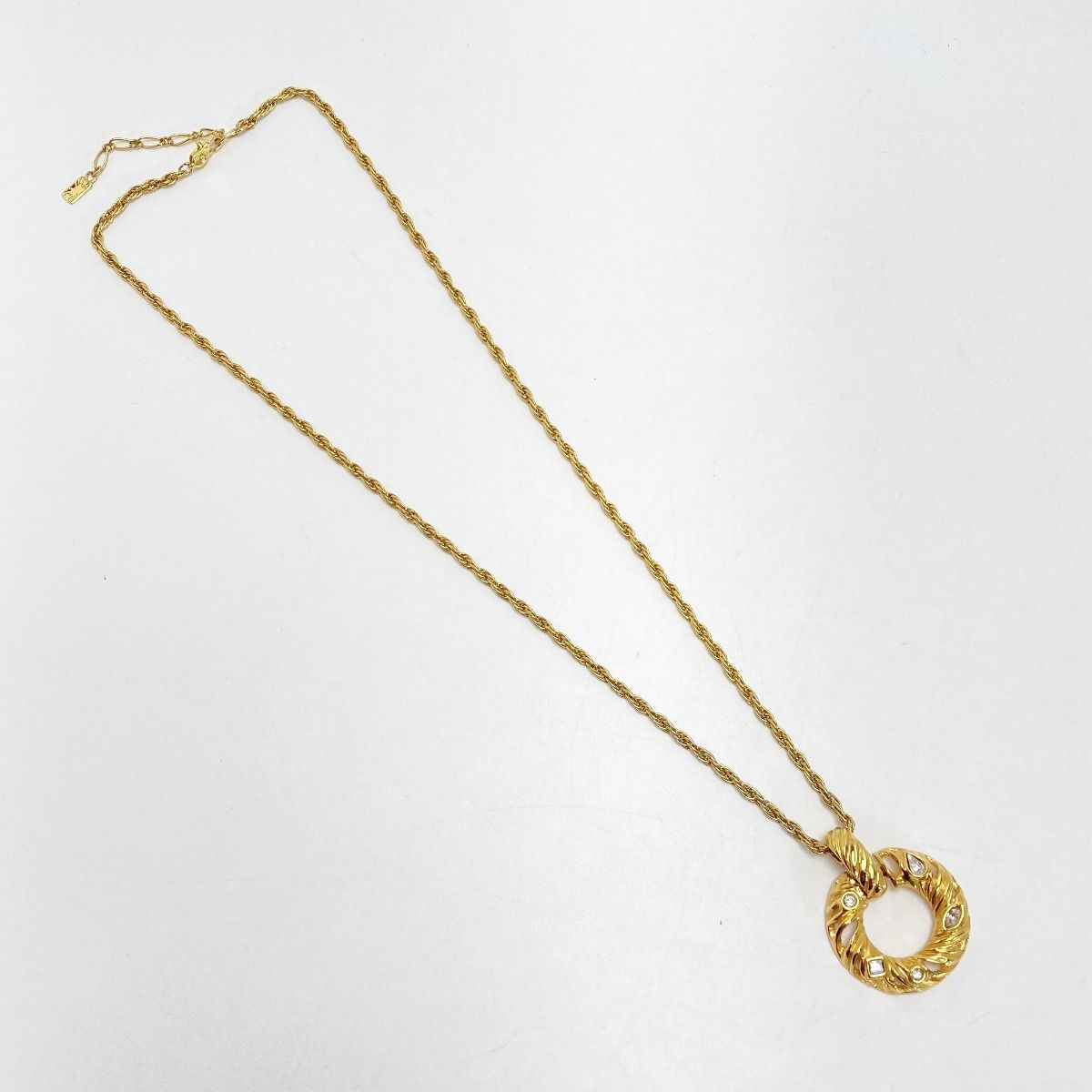 Yves Saint Laurent Twisted Circle Necklace with Stone Gold Plated Vintage — view 5