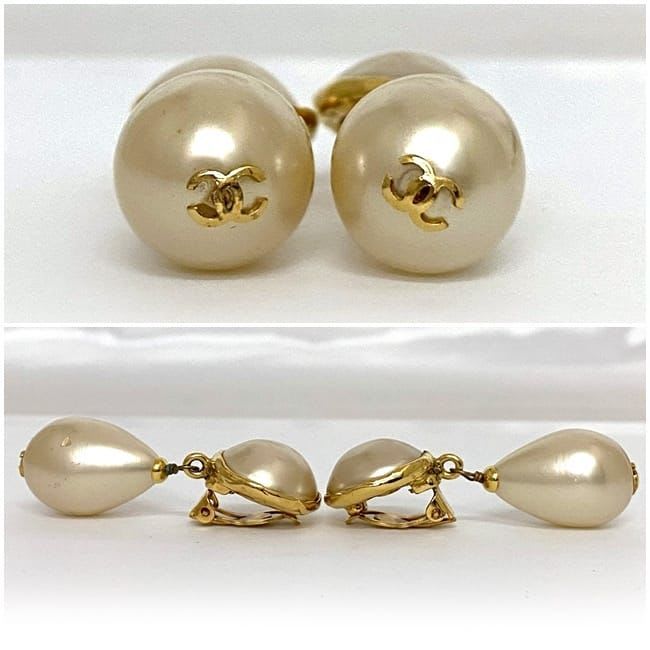 Chanel Gold Pearl White Coco Mark — view 7