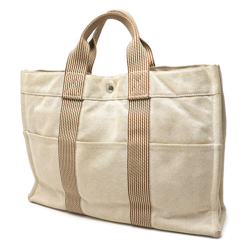 Hermes New Fourre Tout MM Canvas Tote Beige A4 Size — view 2