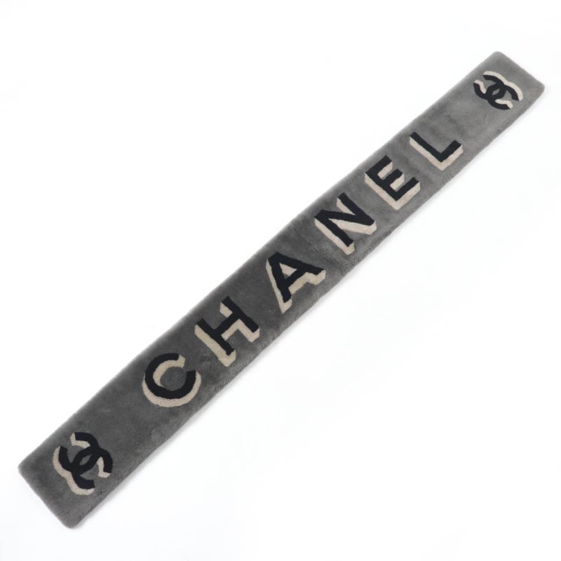 Chanel 20 B Aa7074 Mouton Lined 100% Cashmere Coco Mark Logo Design Tippet Shawl — view 5