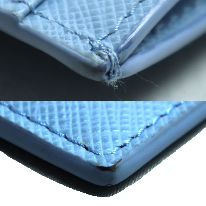 Prada Saffiano Embossed Logo Fragment Case Card Light Blue 1 Mc079 Coin — view 7