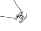 Chanel CC Logo Double Sided Rhinestone Necklace 10 44 Silver Metal — view 3