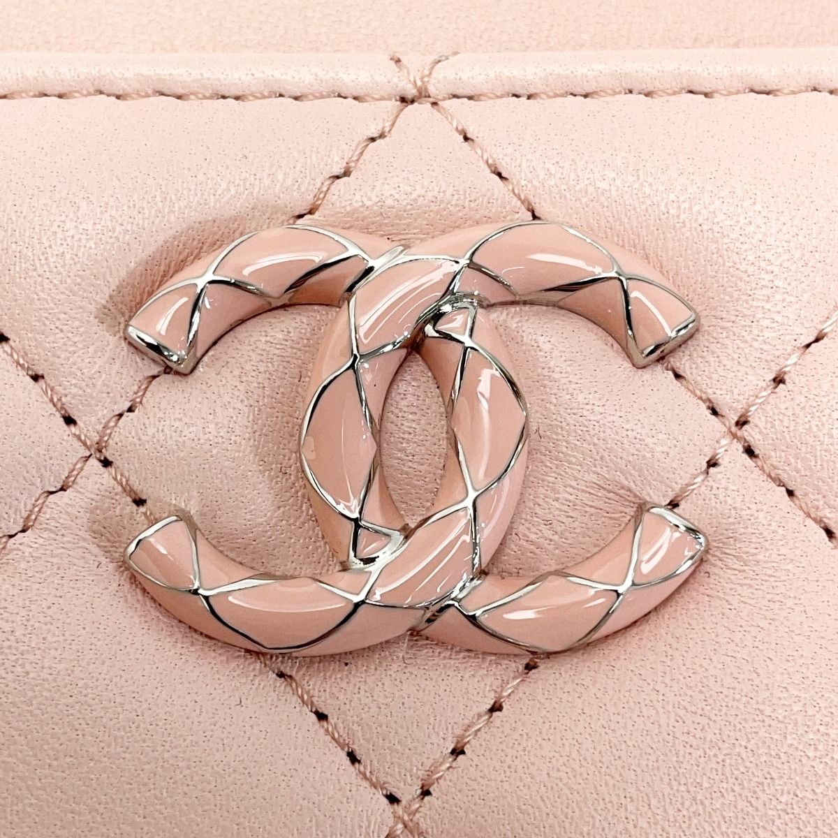 Chanel Quilted Card Case Ap3630 Light Pink Coco Mark Lambskin Coin — view 5
