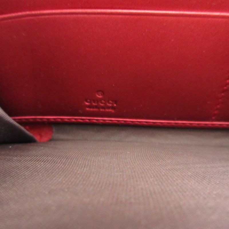 Gucci Heart Interlocking Leather Red Round Zipper Long Wallet 1346 — view 9
