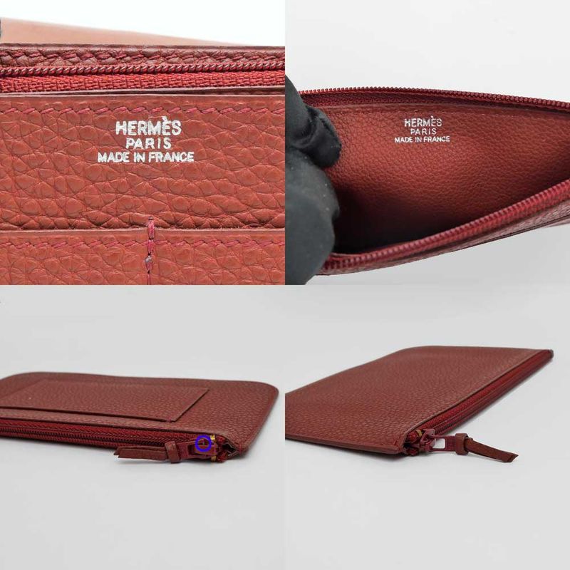 Hermes Dogon GM Rouge Ash Silver Hardware Togo E-engraved Leather Long — view 9