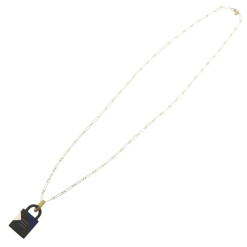 Hermes Amulet Cadenas GM Buffalo Horn Lacquer Brown Necklace 1757 — view 5