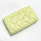 Chanel Quilted Classic Flap Card Case Ap0214 Light Yellow Caviar Leather — view 2
