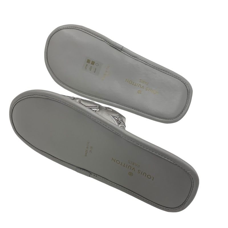 Louis Vuitton Homey Line Monogram Flat Shoes Satin Gray Slippers Room — view 6