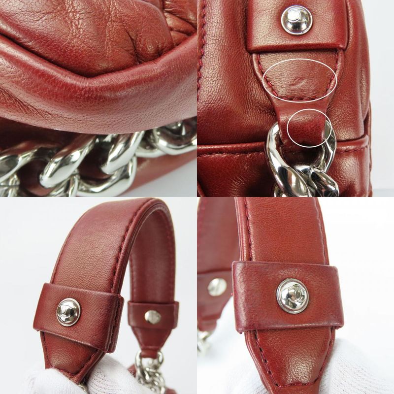 Chanel Shoulder Bag Quilted Lambskin Bordeaux Silver Hardware Chain — view 5