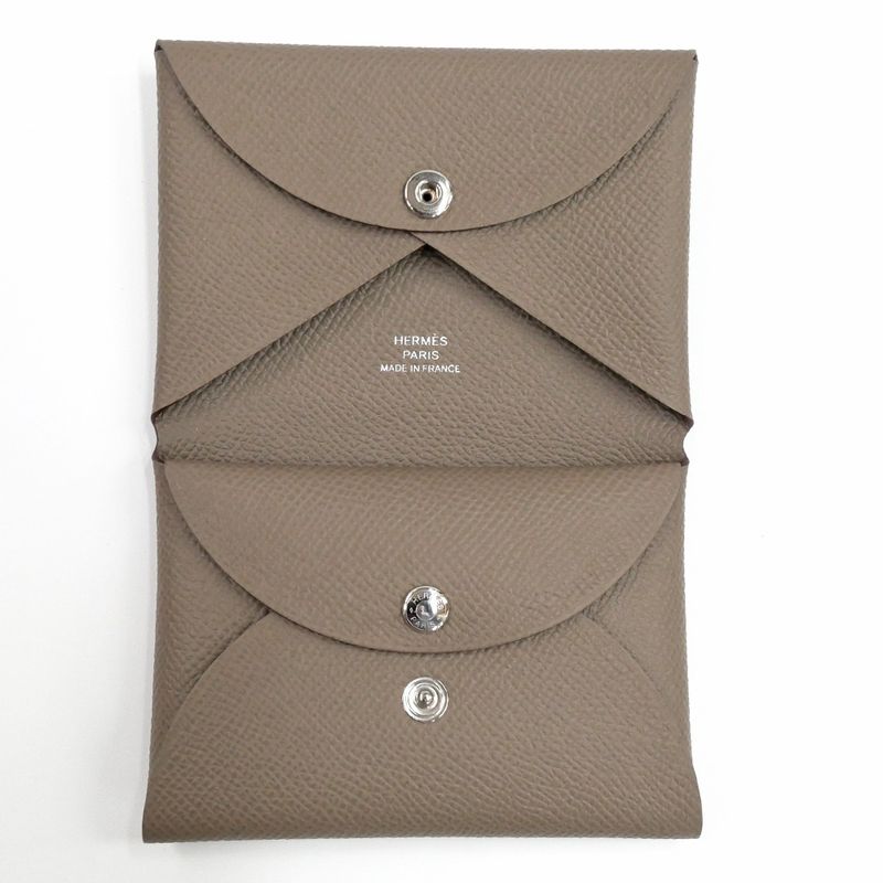 Hermes Calvi Duo Etoupe Coin Case With Epson Leather — view 5