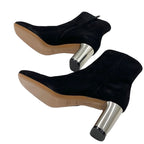Celine Boots Short Shoes Bang Metal Heel Suede Black Silver — view 6