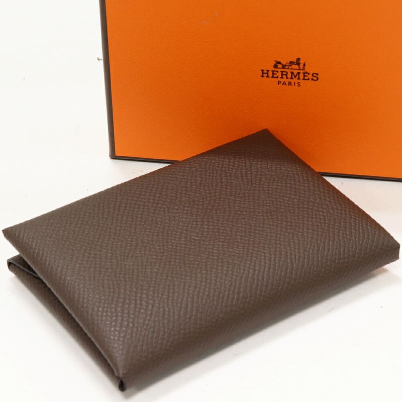 Hermes Coin Case Card Calvi Duo Epson Ecorse Silver Hardware — view 3
