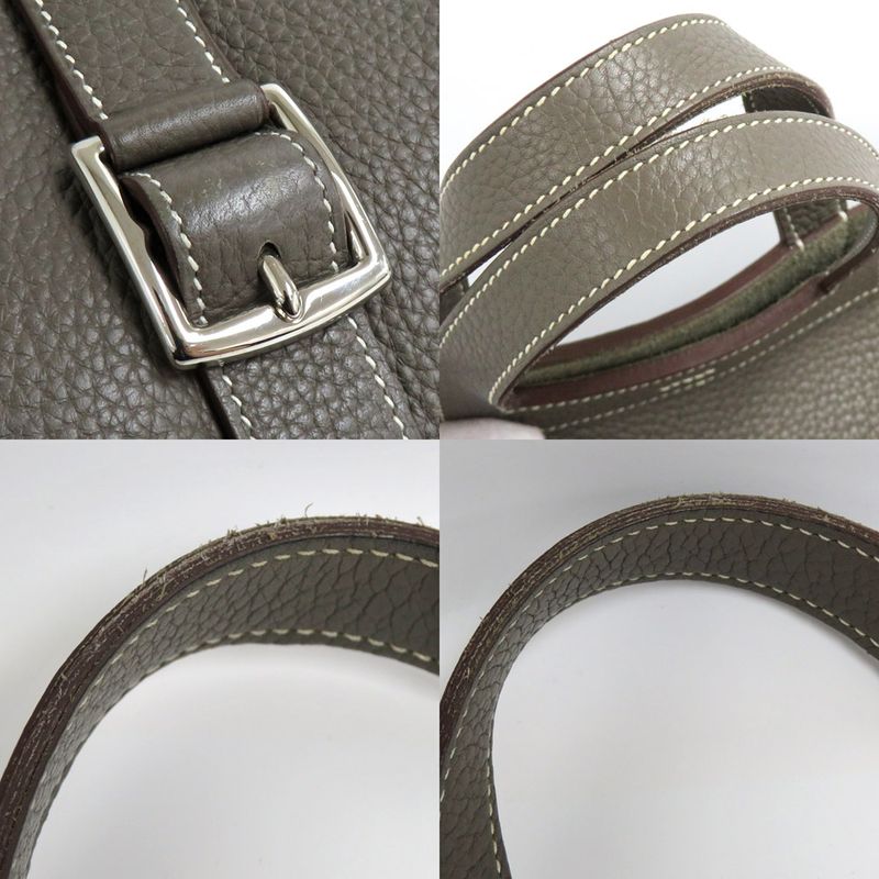 Hermes Halzan 31 Taurillon Clemence Etain Silver Hardware R 2014 Gray — view 8