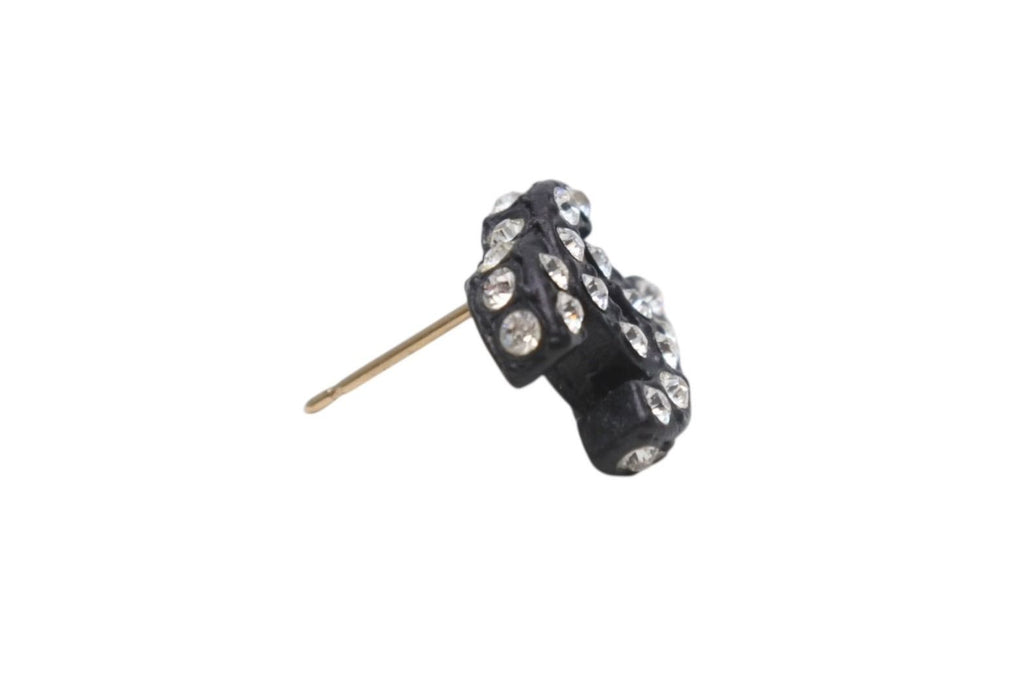 Chanel CC Logo Earrings 02 Rhinestone Black — view 7