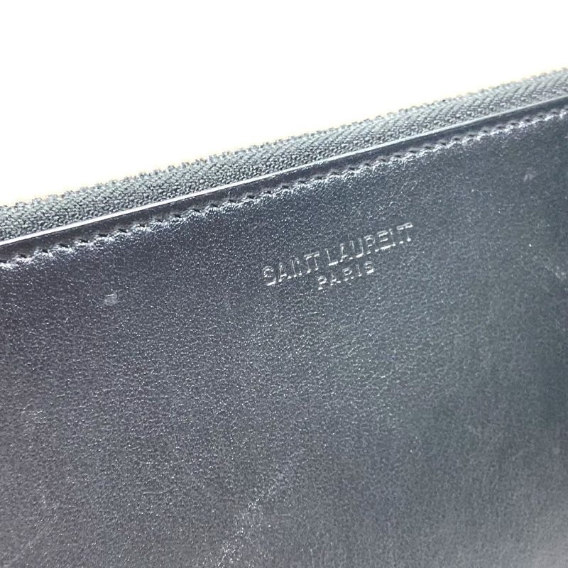 Saint Laurent Paris Clutch Bag Logo Patch Leather Black — view 7