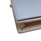 Gucci Shoulder Bag Chain Wallet Leather Double G Light Blue Beige — view 6