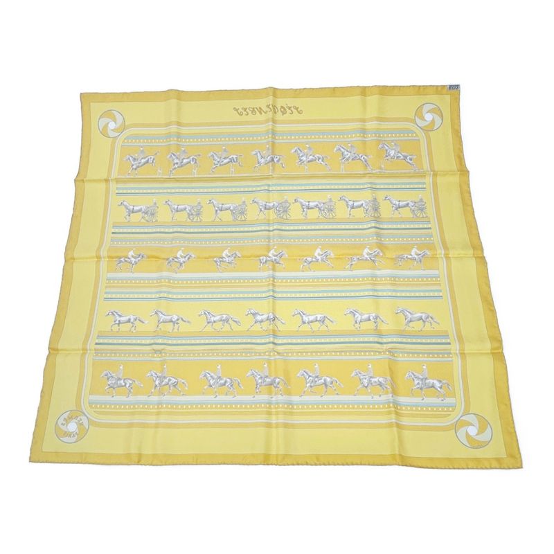 Hermes Silk Carre 90 Sequences Scarf Yellow — view 2