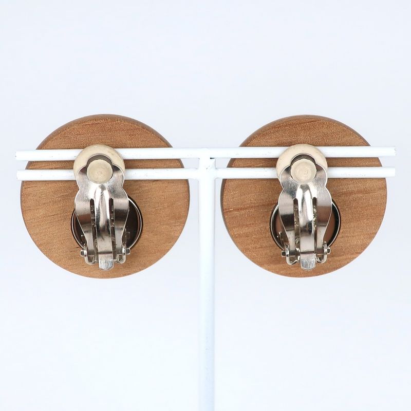 Hermes Serie Wood and Metal Brown Silver 20.3 g Earrings — view 4