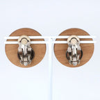 Hermes Serie Wood and Metal Brown Silver 20.3 g Earrings — view 4