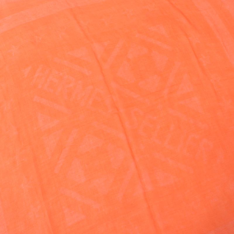 Hermes Carre 110 Cashmere Silk-blend Jacquard Serie Fringed Scarf Orange — view 7