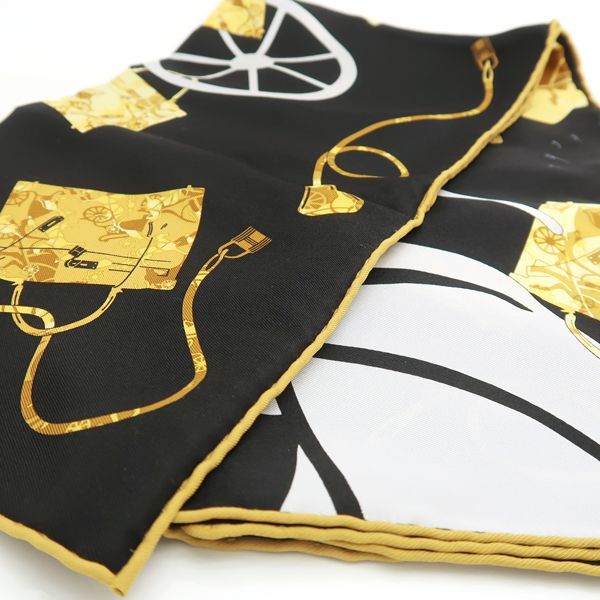 Hermes Kelly En Caleche 70 Kelly's Carriage Black Yellow Silk — view 3