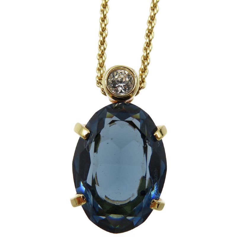 Christian Dior Colored Stone Metal Blue Gold Necklace 0093 — view 4