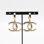 Chanel Earrings Gold Black Coco Mark Hoop — view 8