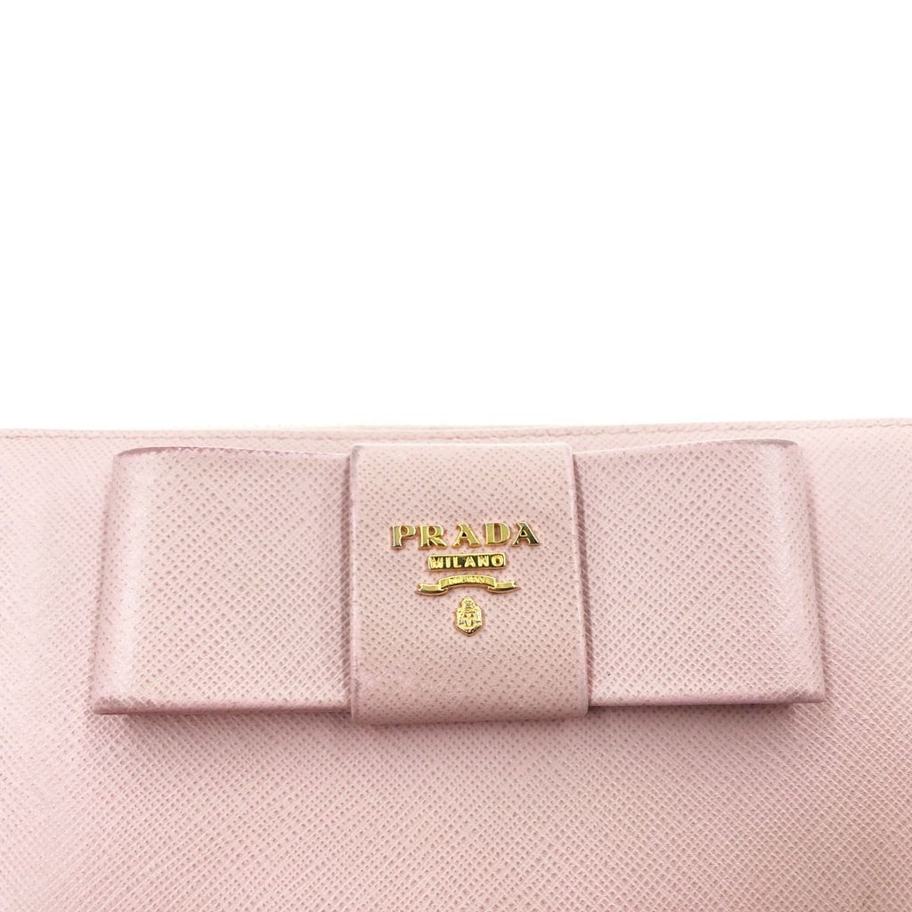 Prada Saffiano Ribbon Round Zipper Long Wallet 1 Ml506 ztm Pink — view 3
