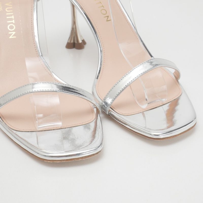 Louis Vuitton Sandals Size 40 Volt Flower Heel Ankle Strap Silver 2023 — view 4