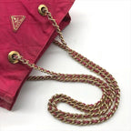 Prada Triangle Logo Tessuto Nylon Quilted Chain Tote Pink — view 7