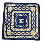 Chanel Chain Logo Scarf Large Silk 100% Navy — view 2