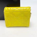 Christian Dior Patent Leather Cannage Charm Yellow Trifold Wallet — view 2
