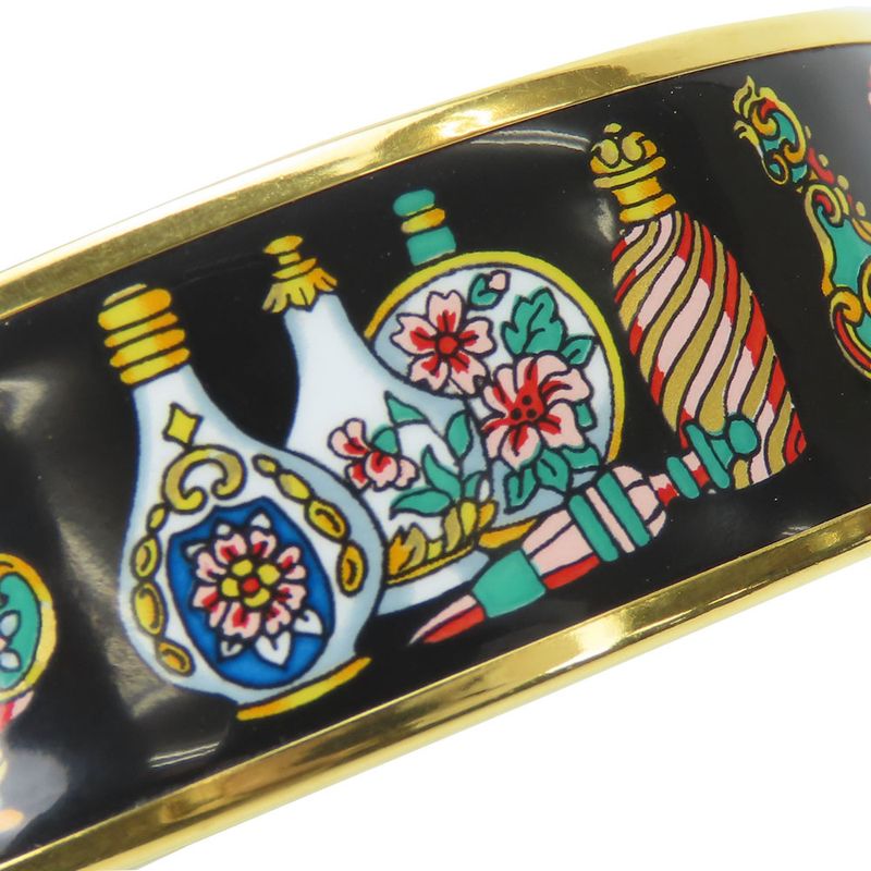 Hermes Bangle Emile Metal Cloisonne Black Multicolor Gold Hardware Plated — view 5
