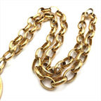 Chanel Round Logo Plate Chain Necklace Gold — view 4
