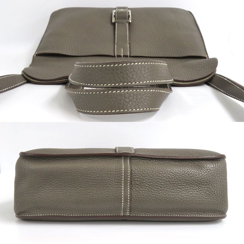 Hermes Halzan 31 Taurillon Clemence Etain Silver Hardware R 2014 Gray — view 4