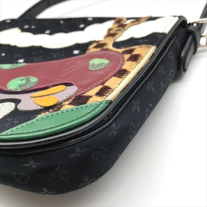 Louis Vuitton Monogram Comte Douffe Satin Shoulder Bag Black Purse — view 4