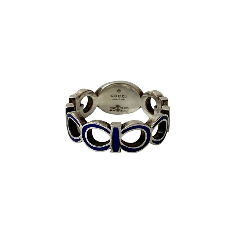 Gucci Interlocking G Enamel Ring Silver 925 No 24 Accessory — view 8
