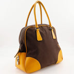 Prada Mini Boston Canvas Brown Tote Bag — view 3