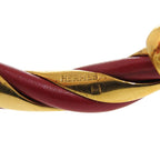Hermes Twisted Metal Leather Red Gold Hardware Bangle 0079 — view 9
