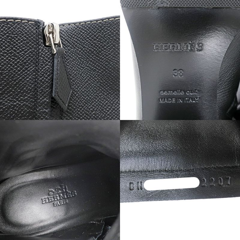 Hermes Flats 60 Black 38 Short Boots Leather Shoes Apparel — view 9