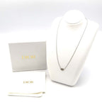 Christian Dior CD Logo Rhinestone Necklace Silver Color Accessories — view 6