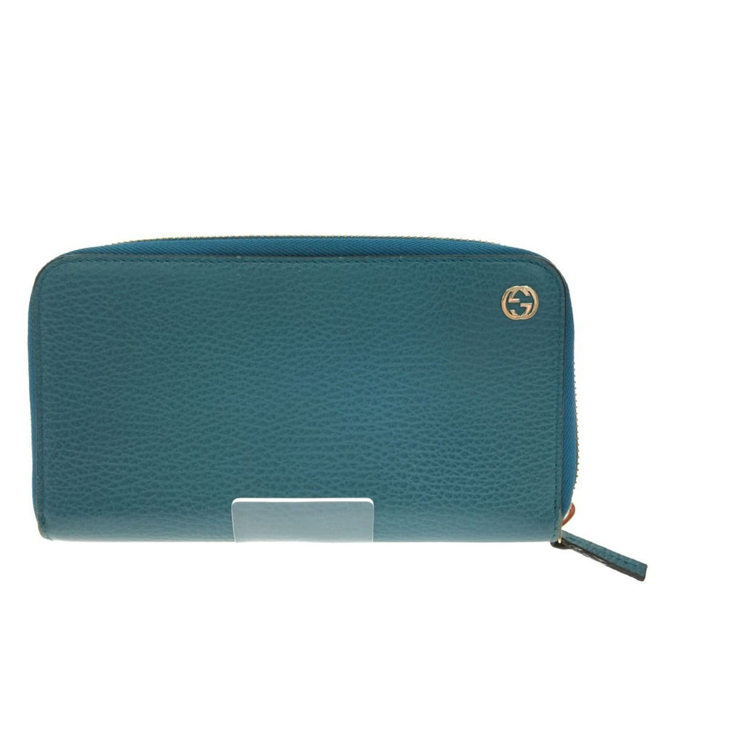 Gucci Outlet Round Zip Long Wallet Interlocking G Blue Green — view 2