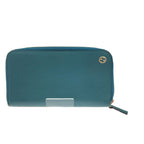 Gucci Outlet Round Zip Long Wallet Interlocking G Blue Green — view 2