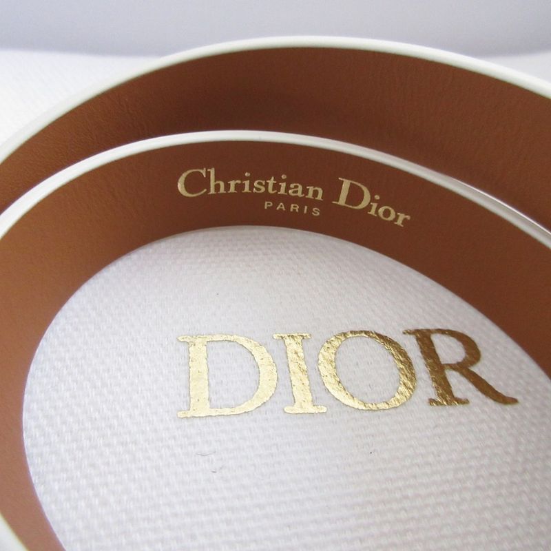Christian Dior 30 Montaigne B1760 M Size Leather Ivory White Double Bracelet Belt — view 7