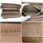 Prada Round Zipper Long Wallet Pink Beige Cammeo 1 Ml506 — view 5